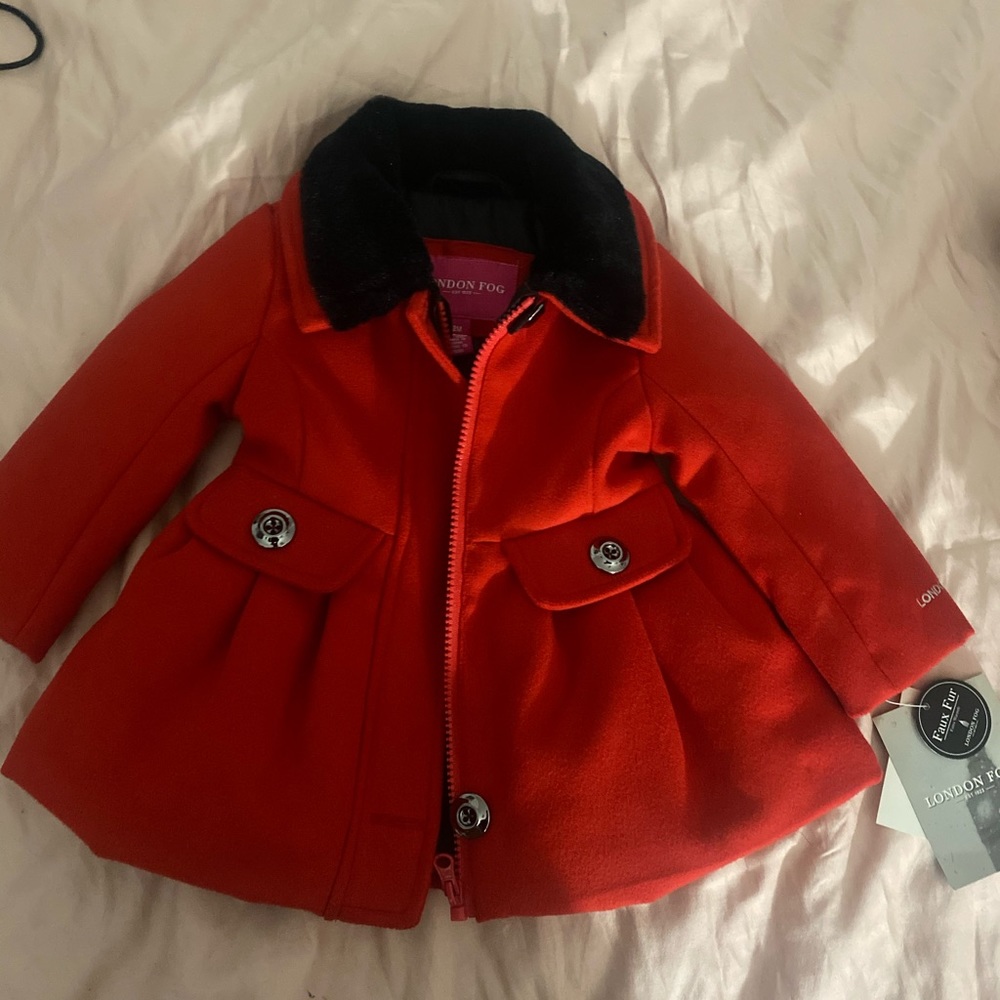 Red infant peacoat